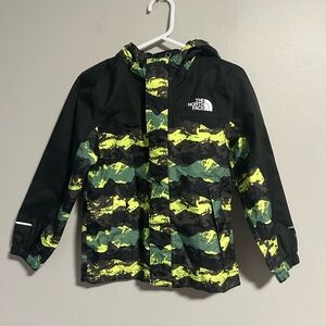 The North Face toddler 4 Black & Green zip up hooded unlined rain jacket